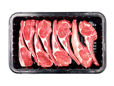 羊排肉托盘塑料白色羊肉红色零售背景图片