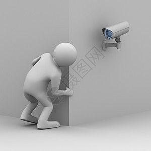 3D 图像三维图像警卫隐藏手表男人好奇心刑事监控监视器预防相机图片