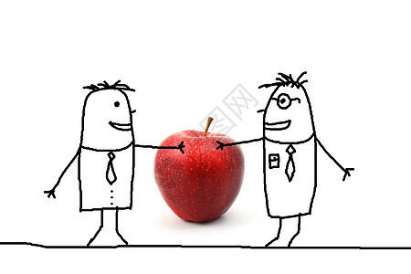 苹果礼品绘画插图白色食物红色健康小吃女孩水果展示背景图片