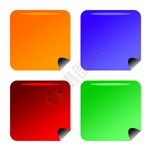 四个空白标签插图贴纸按钮正方形角落坡度商业图形化广告圆形图片