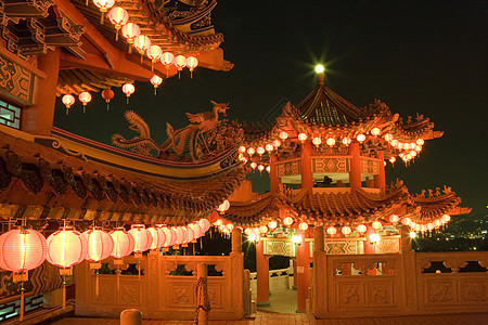 夜中中国寺庙文化崇拜神社旅行红色建筑学宗教传统灯笼建筑图片