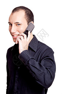 拨打电话手机幸福男生男人商业商务青年男性细胞图片