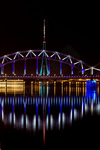 里加铁路桥建筑学旅行铁路电视蓝色收音机反射天空全景运输图片