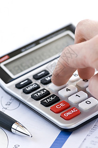 税务计算器和笔财政计算器金融钥匙数学利润数据账单数字纽扣图片