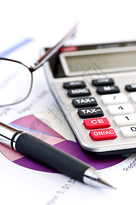 计税笔和眼镜账单账本计算器报告纽扣框架数字数学帐户机器图片