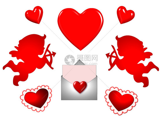 爱情符号红色插图图片