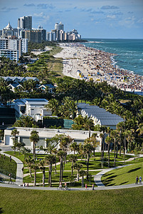 离开佛罗里达州迈阿密海岸海岸线热带场景美化城市住宅区码头气候结构图片