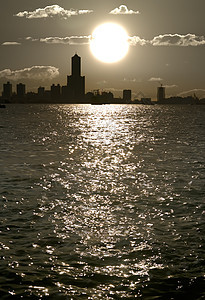 日落景观建筑海浪吸引力港口公寓风景摩天大楼建筑学码头图片