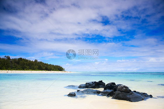 热带热带海滩海岸情调异国天堂绿色海浪海洋支撑海滨风景图片