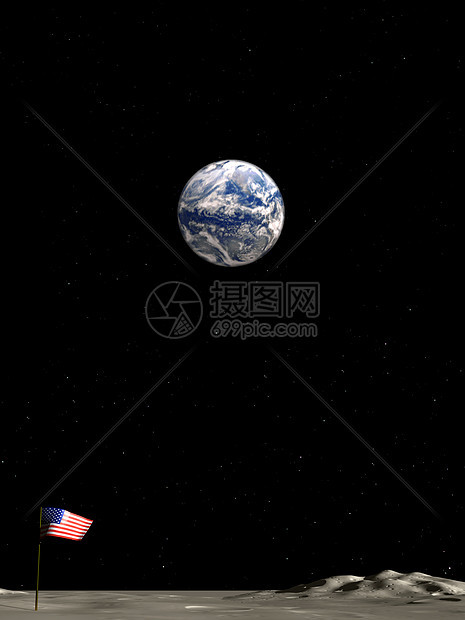 从月球对地球的观察全球圆圈行星天文学岩石景观蓝色红色天文天空图片