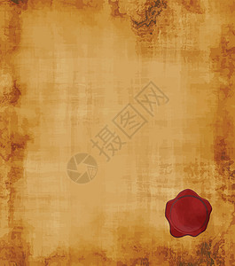 印有密封的旧羊皮纸蜡质插图风化印花布红色材料织物墙纸海豹图片