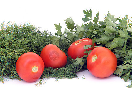 番茄加草药白色树叶草本植物红色食物营养芳香绿色花束蔬菜图片
