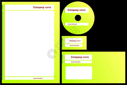 一揽子业务袋明信片圆形标签访问插图办公室信封绿色卡片笔记图片