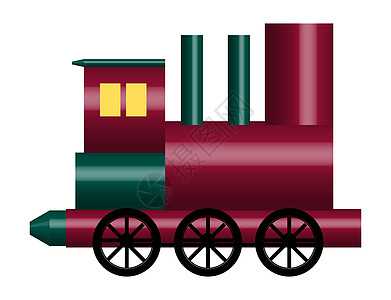 玩具火车孩子们夹子红色插图蒸汽运输旅行铁路绿色轮子图片