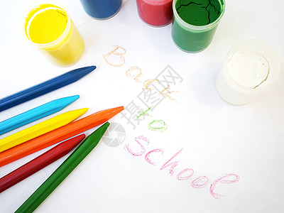 水色和蜡笔静物圆形工具幼儿园爱好补给品闲暇艺术学校绘画图片