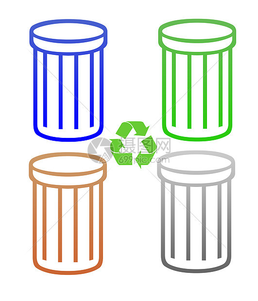 回收垃圾桶或垃圾桶的一套回收利用图片