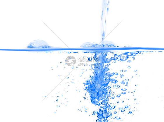 倒水液体蓝色海浪溪流白色飞溅波纹涟漪图片