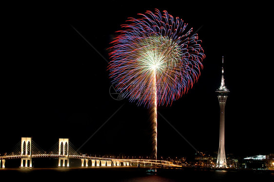 以烟火庆祝新年风景城市建筑反射繁荣大都市饼干月球游客地标图片
