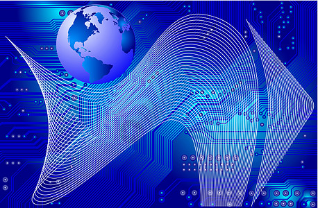 全球通信矢量技术地球木板插图电脑速度互联网电子世界网址图片