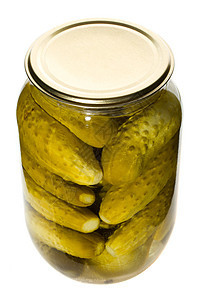 配黄瓜的玻璃罐白色蔬菜食物盐渍盐水玻璃香料绿色营养图片