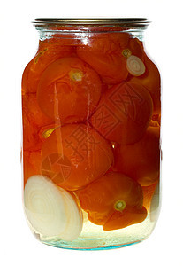 加西红柿的玻璃罐香料盐水玻璃洋葱食物白色蔬菜营养绿色盐渍图片