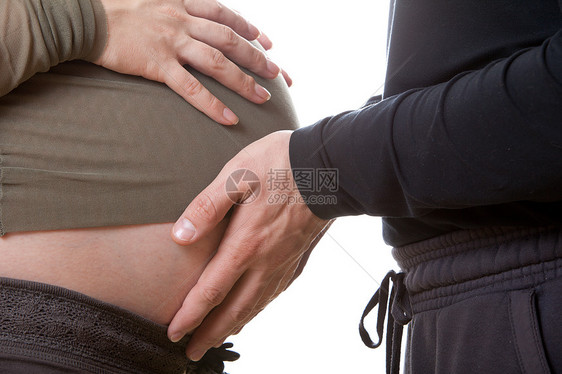 白种背景孕妇的胃部切除期望胎儿婴儿期腹部工作室母亲成人圆圈父母家庭图片