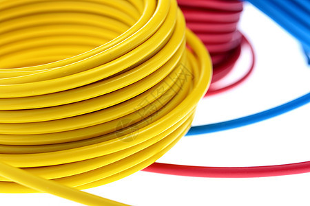 黄线电缆黄色红色金属网络力量活力纤维技术电气图片