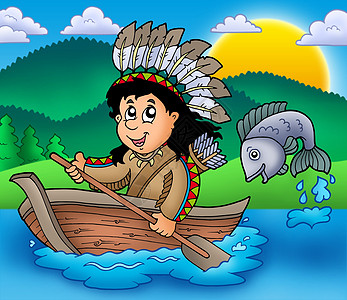 乘船的美洲土著印第安人图片