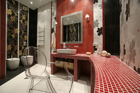 洗手间制品镜子红色建筑学虚荣白色浴室椅子肥皂装潢图片