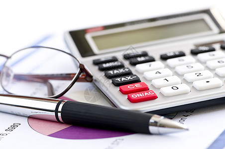 计税笔和眼镜电子产品收益金融键盘商业报告总数框架账单账本图片
