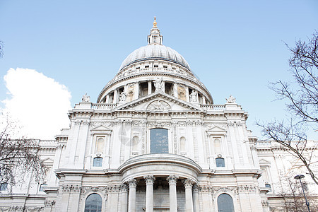 圣保罗反射大教堂蓝色天空场景旅游建筑太阳银行旅行图片