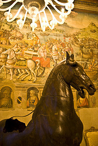 青铜马马绘画力量金属动物骑士吊灯雕像古董枝形文化图片
