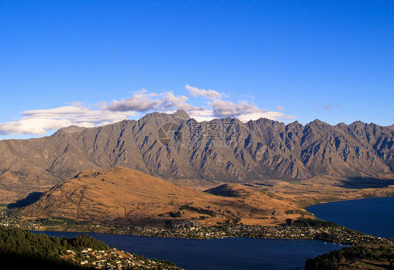 皇后镇和显著地区范围旅游天线旅行假期山脉顶峰远足国家火山奇异果图片