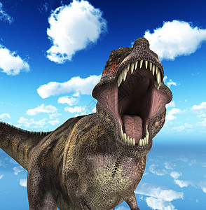 霸王龙咆哮生物多云牙齿天空捕食者爬虫爬行动物时代怪物侏罗纪图片