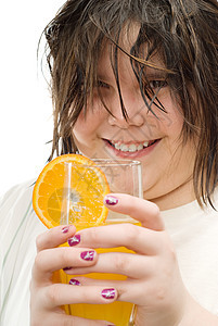 健康饮饮食青春期童年快乐口渴女孩孩子头发液体水果图片