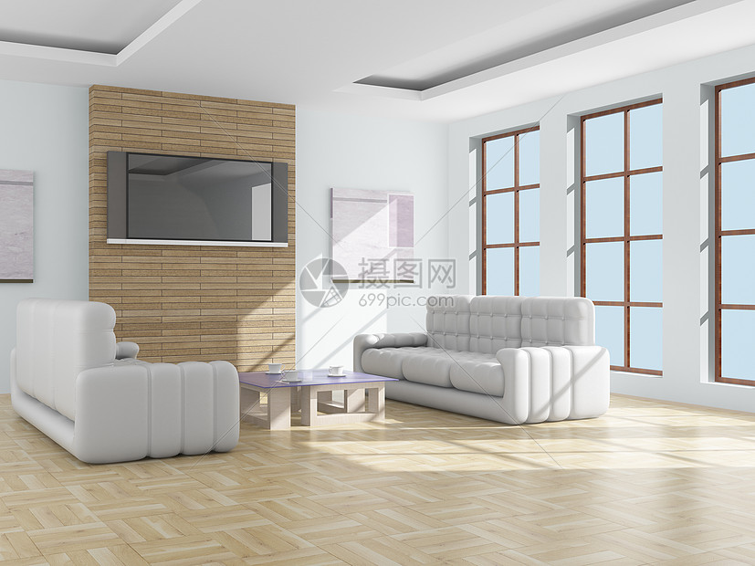 客厅内部的3D图像大厅家具玻璃地面装饰储物柜房间闲暇休息建筑学图片
