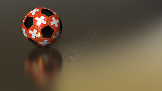 在金金金属表面的光滑瑞士足球球背景图片