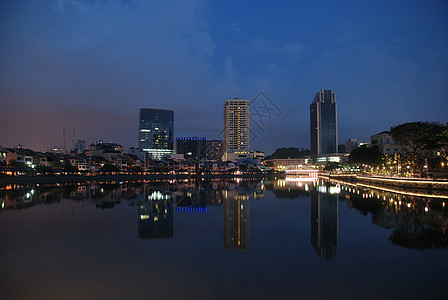 清晨新加坡城市旅行建筑蓝色天空反射天际景观旅游图片