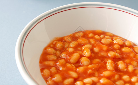 烤豆豆子盘子食物水平红色摄影午餐早餐图片