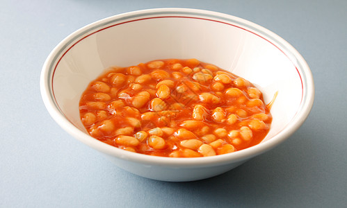 烤豆红色盘子食物早餐摄影豆子水平午餐背景图片