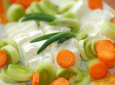 Leek 奶酪背景蔬菜盘子饮食沙拉营养橙子桌子食欲午餐牛奶图片