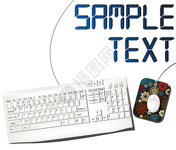 鼠标和键盘老鼠电脑硬件塑化软垫插图白色金属背景图片
