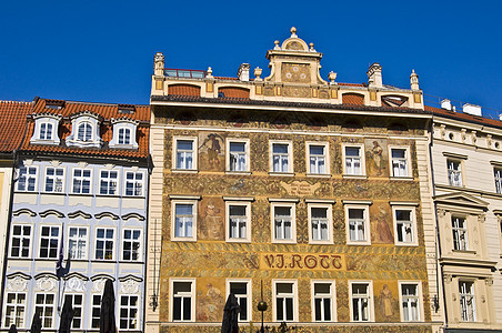 布拉格的旧宫殿假期历史蓝色晴天天空城市旅行建筑文化图片