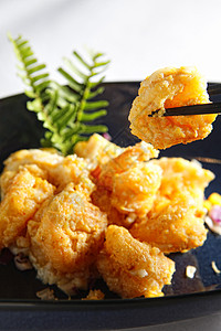 弗里虾油炸食物餐厅盘子美食背景图片