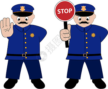 警察警察绘画交通男人信号警察局管制卡通片力量插图背景图片