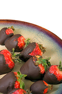 巧克力草莓诱惑种子细雨维生素浆果盘子可可甜点美食花园图片