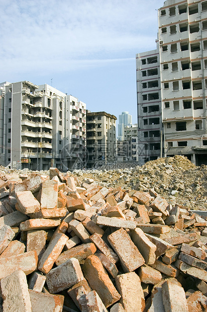 中华市的破坏大厦景观建筑物墙壁物业碎片瓦砾住宅城市商业图片