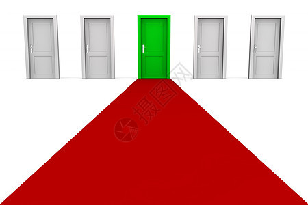 五扇门和红地毯-绿色图片