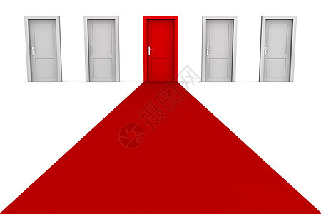 五扇门和红地毯 - 红色图片