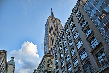 纽约市的摩天大楼金融建筑学天际公寓天空景观城市玻璃办公室蓝色图片